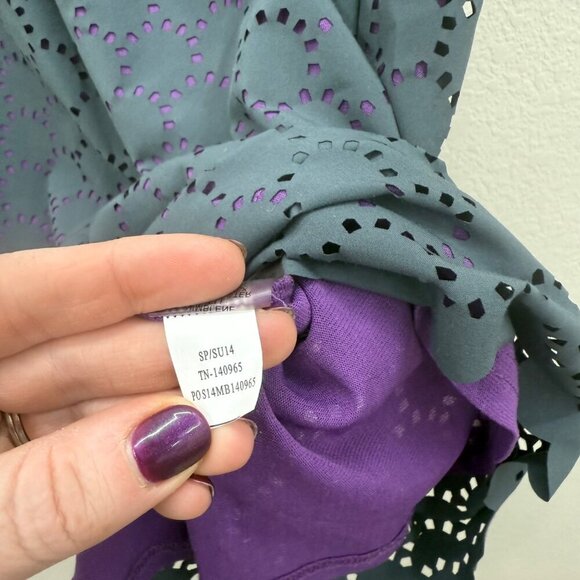 Title Nine Nimblene Illusion Athletic Eyelet Gray Purple Dress Womens size Small - Picture 4 of 5